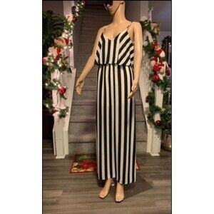 Womens long dress size small black white Stripped
